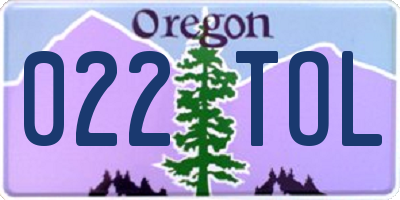 OR license plate 022TOL