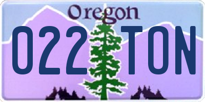 OR license plate 022TON