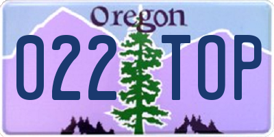 OR license plate 022TOP