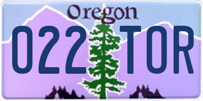 OR license plate 022TOR