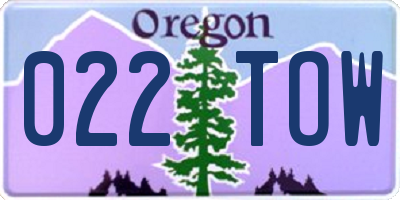 OR license plate 022TOW