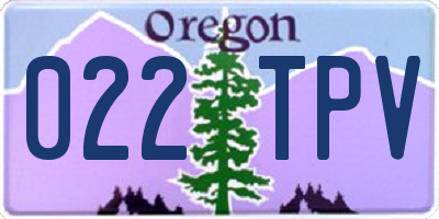 OR license plate 022TPV