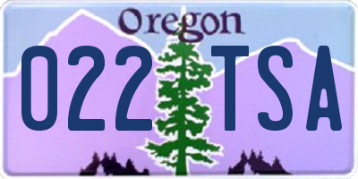 OR license plate 022TSA