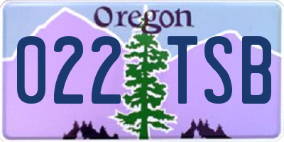 OR license plate 022TSB