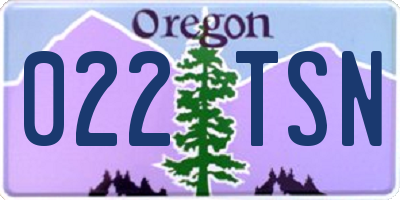 OR license plate 022TSN