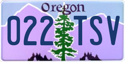 OR license plate 022TSV