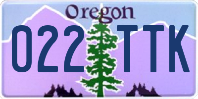 OR license plate 022TTK