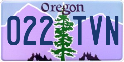 OR license plate 022TVN