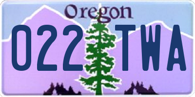 OR license plate 022TWA