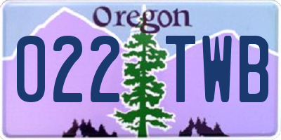 OR license plate 022TWB
