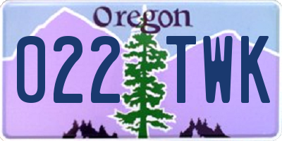 OR license plate 022TWK
