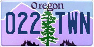 OR license plate 022TWN