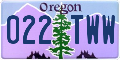 OR license plate 022TWW