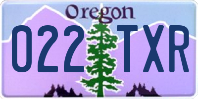 OR license plate 022TXR