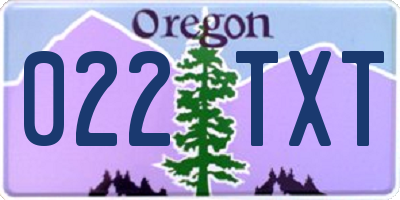 OR license plate 022TXT
