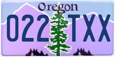 OR license plate 022TXX