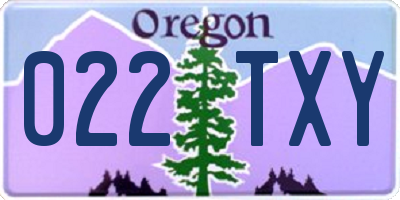 OR license plate 022TXY