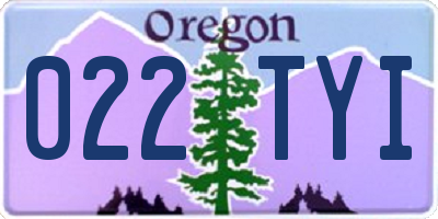 OR license plate 022TYI