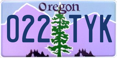 OR license plate 022TYK