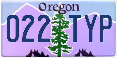 OR license plate 022TYP