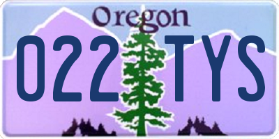 OR license plate 022TYS