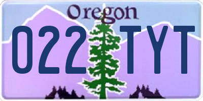 OR license plate 022TYT