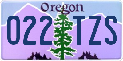 OR license plate 022TZS