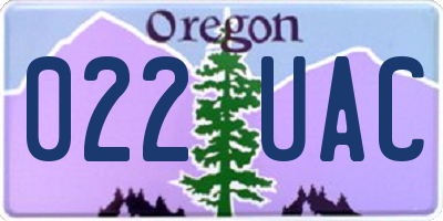 OR license plate 022UAC