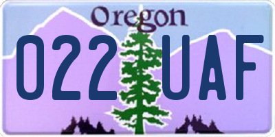 OR license plate 022UAF