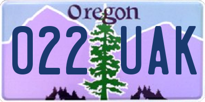 OR license plate 022UAK