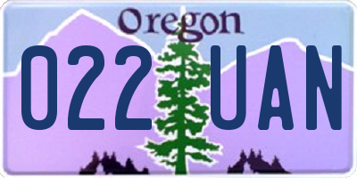 OR license plate 022UAN