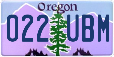 OR license plate 022UBM