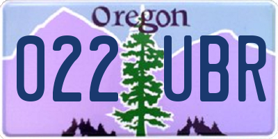 OR license plate 022UBR