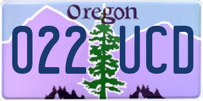 OR license plate 022UCD