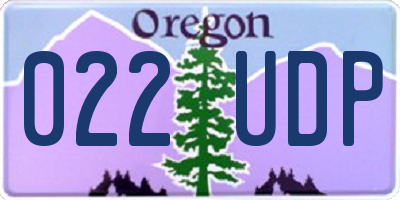OR license plate 022UDP