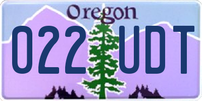 OR license plate 022UDT