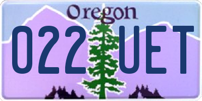 OR license plate 022UET