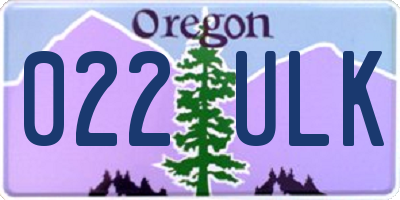 OR license plate 022ULK