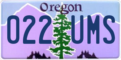 OR license plate 022UMS