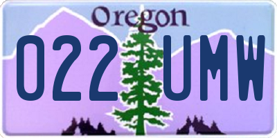 OR license plate 022UMW