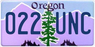 OR license plate 022UNC