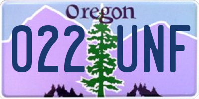 OR license plate 022UNF