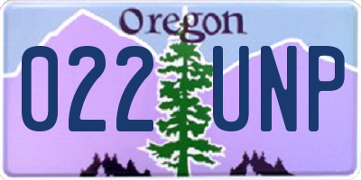 OR license plate 022UNP