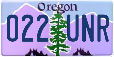 OR license plate 022UNR