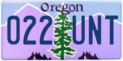 OR license plate 022UNT