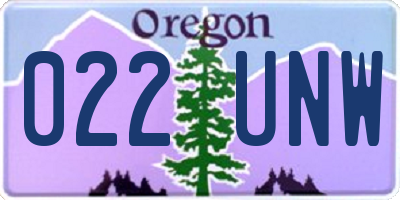OR license plate 022UNW