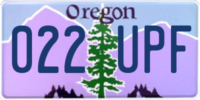OR license plate 022UPF