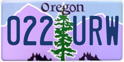 OR license plate 022URW