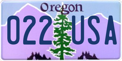 OR license plate 022USA