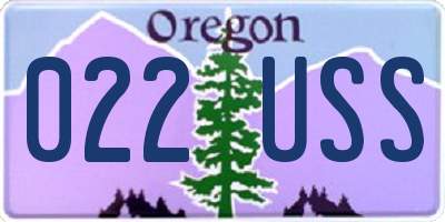 OR license plate 022USS